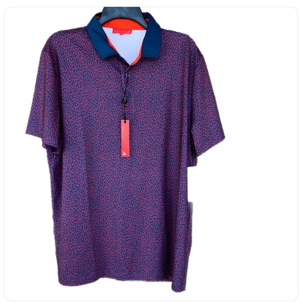 REDVANLY STEARN PERFORMANCE GOLF POLO SHIRT Men's RIO RAINDROP XL Navy Red NWOT
